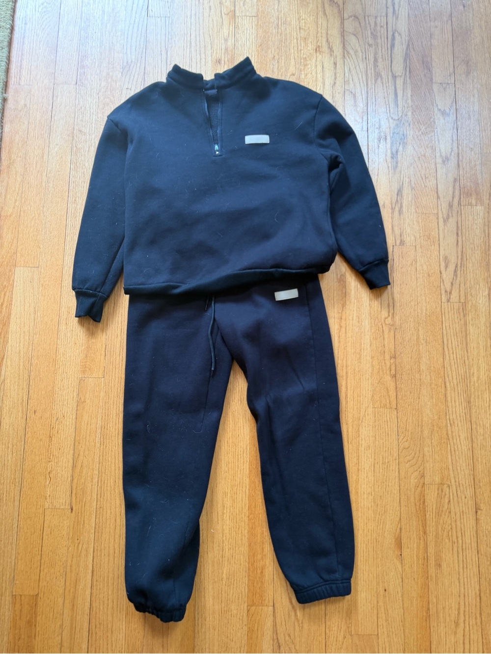 Black Cozy Quarter-Zip Sweatshirt & Jogger Set